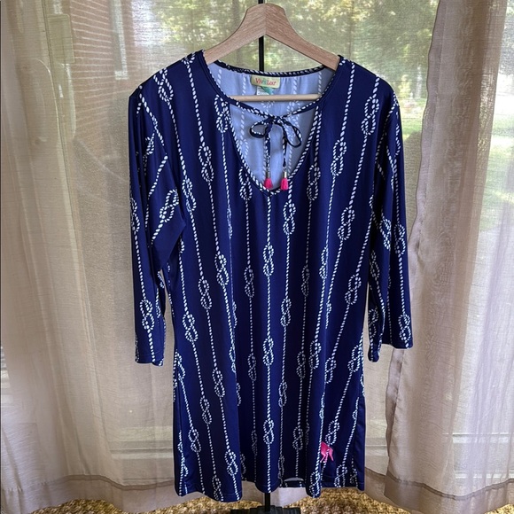 Viv & Lou Other - Viv & Lou Nautical Navy Blue and White Cover Up Size S/M
